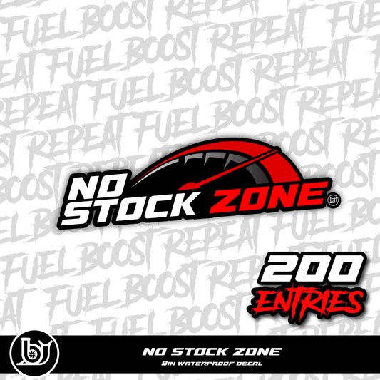 NO STOCK ZONE STICKER